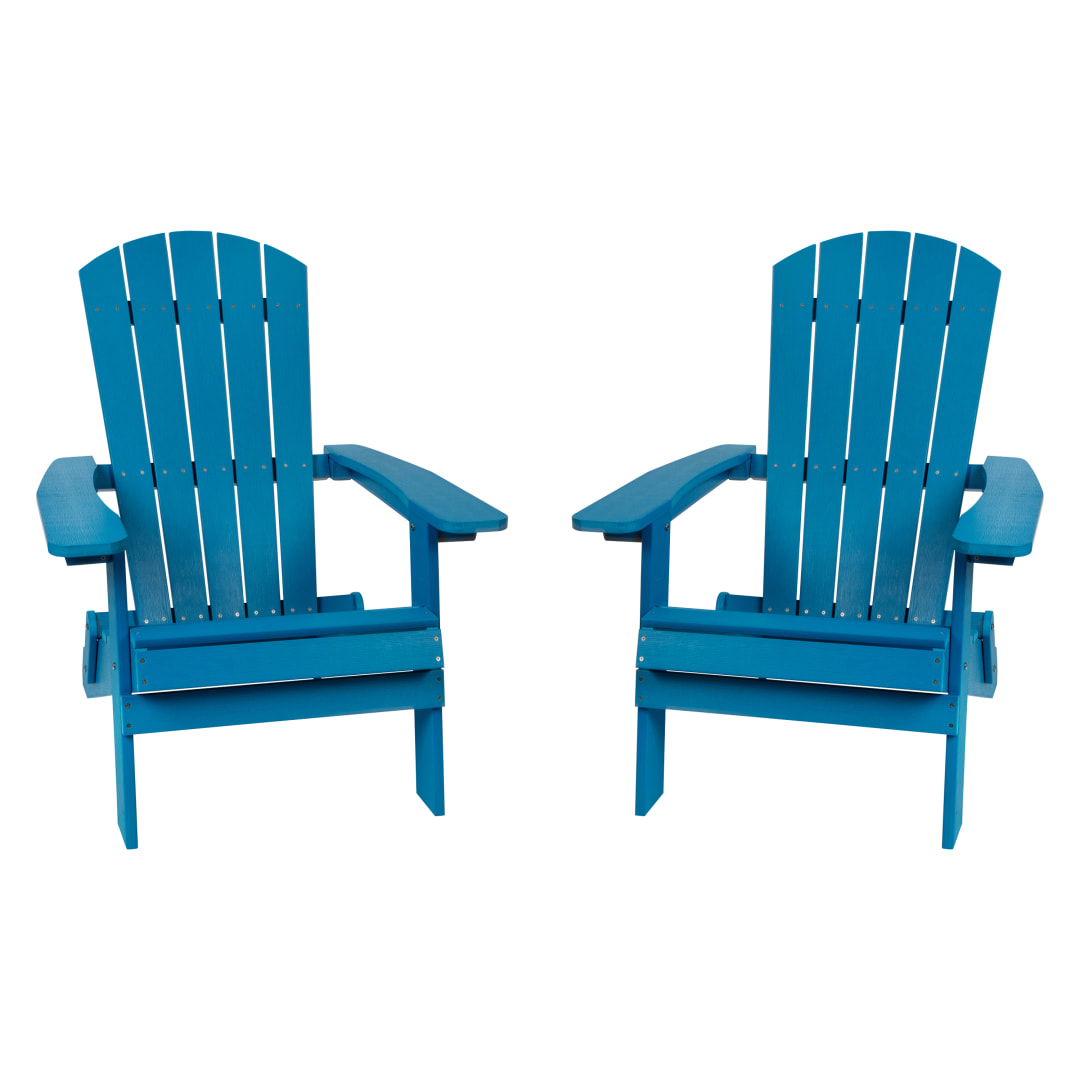 Set of 2 Charlestown All-Weather Poly Resin Folding Adirondack Chair in Blue