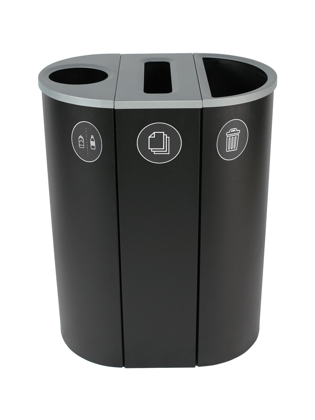 SPECTRUM - Triple - Kit - Cans & Bottles-Paper-Waste - Circle-Slot-Full - Black