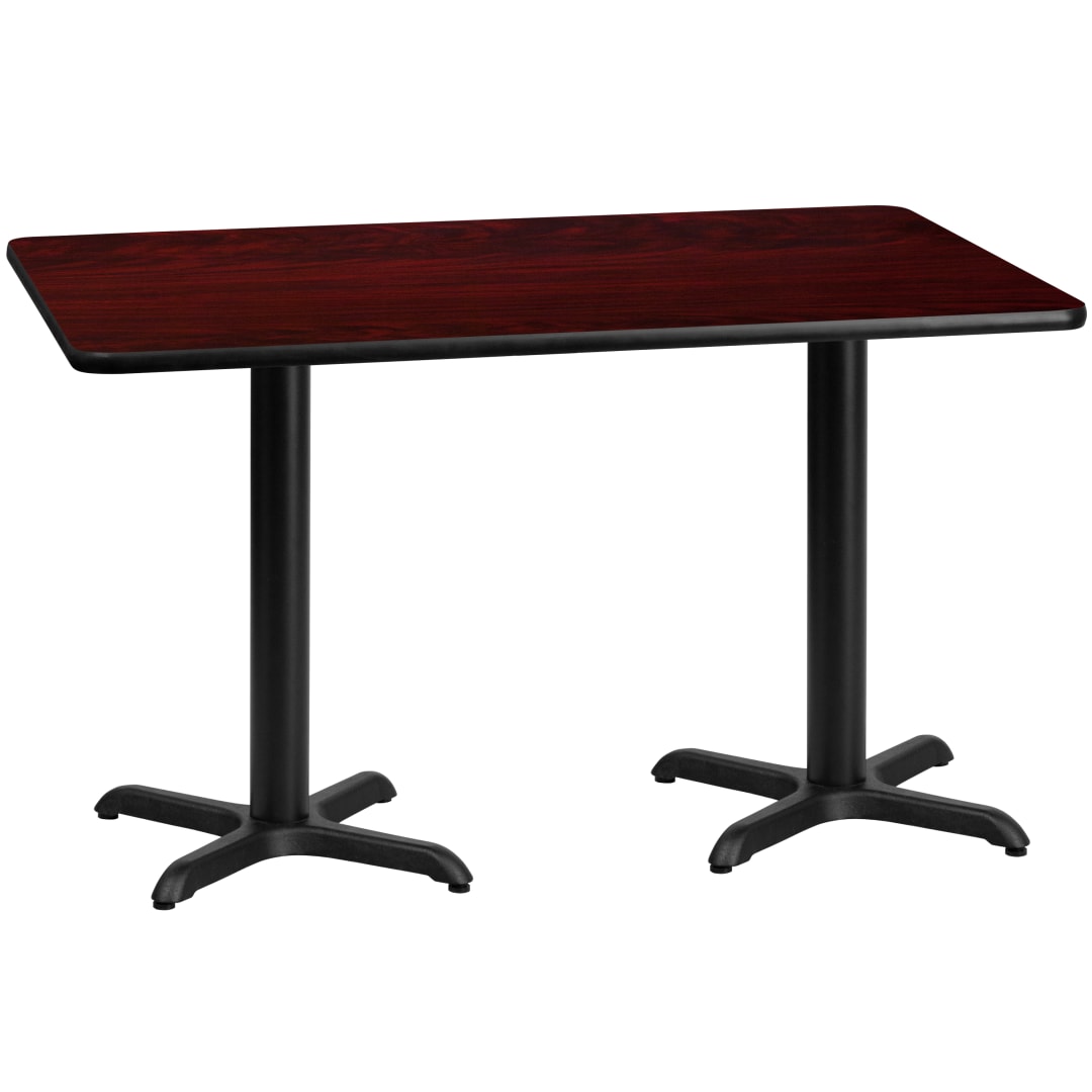 Graniss 30'' x 60'' Rectangular Mahogany Laminate Table Top with 22'' x 22'' Table Height Bases