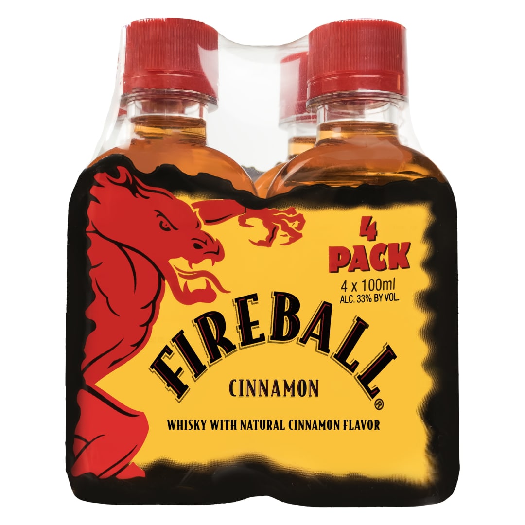 Fireball Cinnamon Whisky 4 Pack 100ml 66 Proof