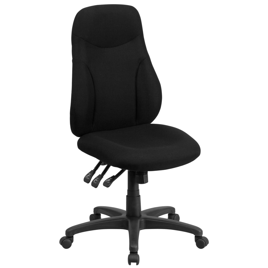 Hughes High Back Black Fabric Multifunction Swivel Ergonomic Task Office Chair