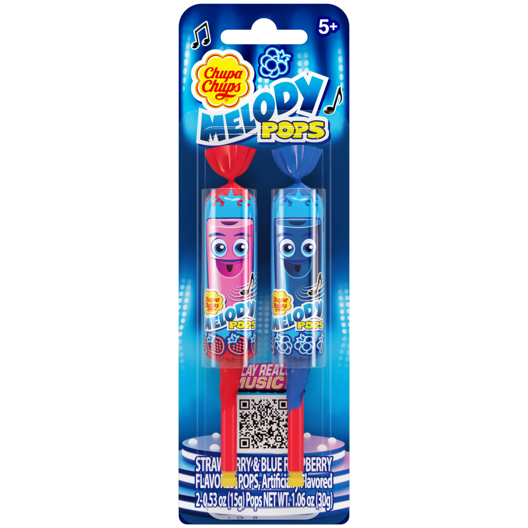 Chupa Chups Melody Pops Lollipops Assorted Flavors 2 pc Blister Pack