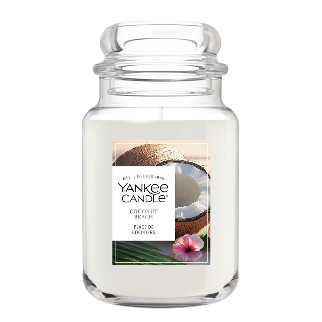 Yankee Candle Coconut Beach, 22 oz Original Large Jar Candle with up to 150 Hour Burn Time