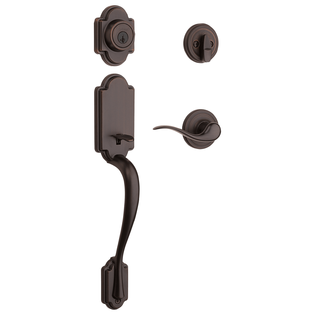 Arlington Single Cylinder Handleset w/Tustin Lever featuring SmartKey Security™ in Venetian Bronze