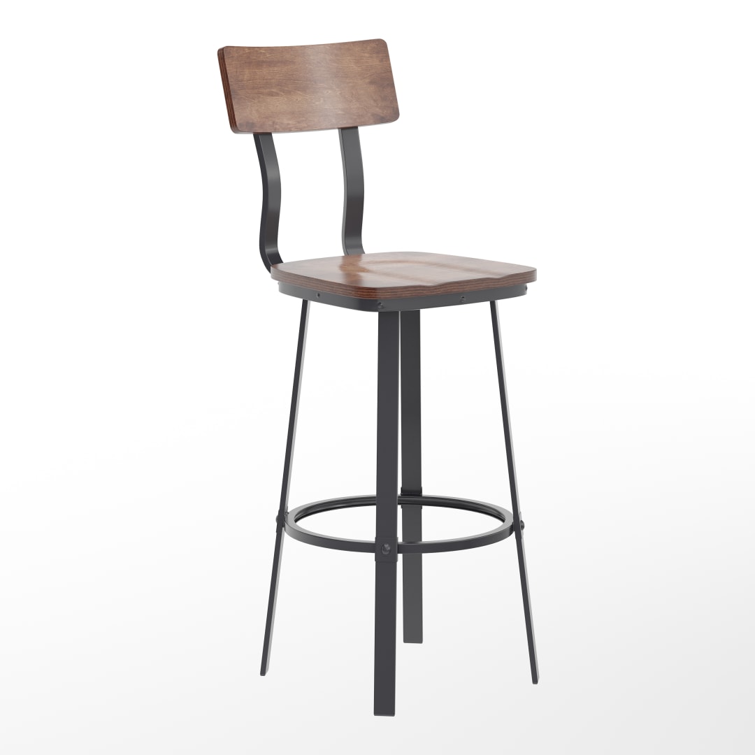 Flint Series Commercial Grade Antique Copper Restaurant Barstool with Wood Seat &amp; Back and Gray Powder Coat Frame