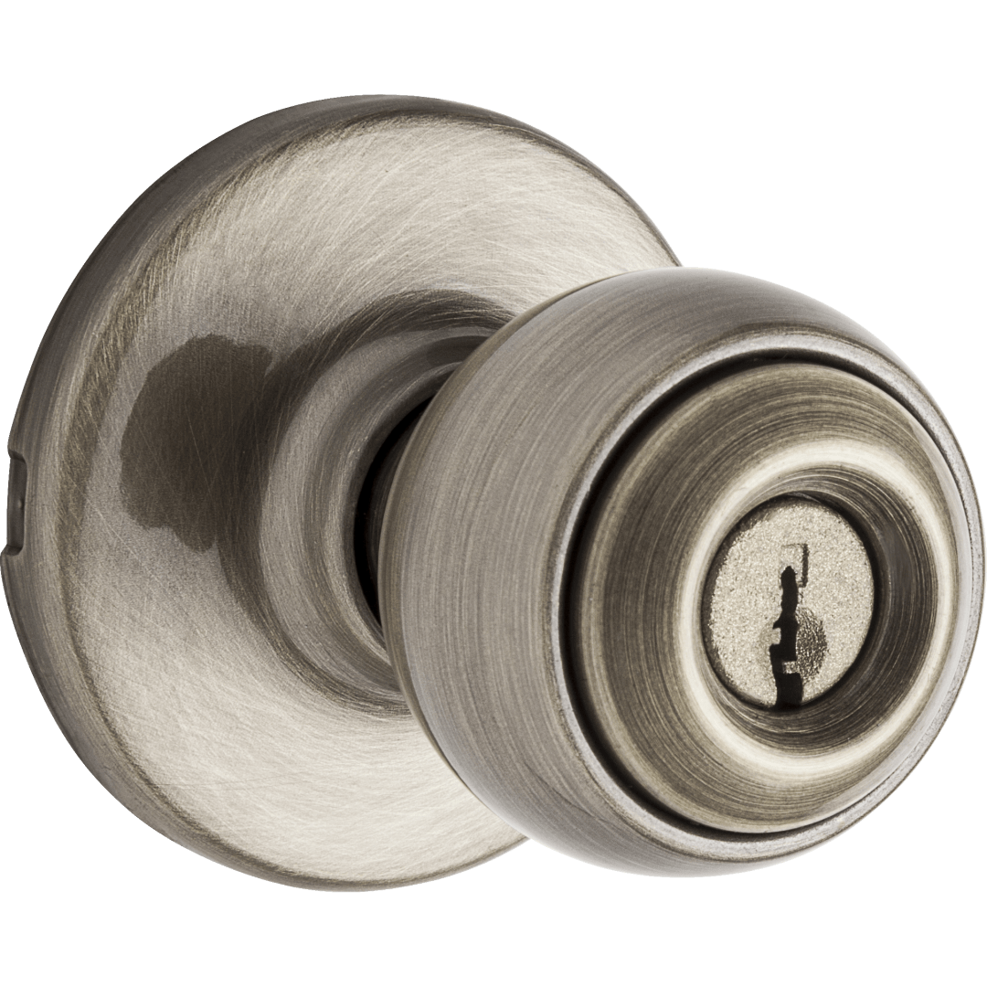 Polo Keyed Entry Knob in Antique Brass