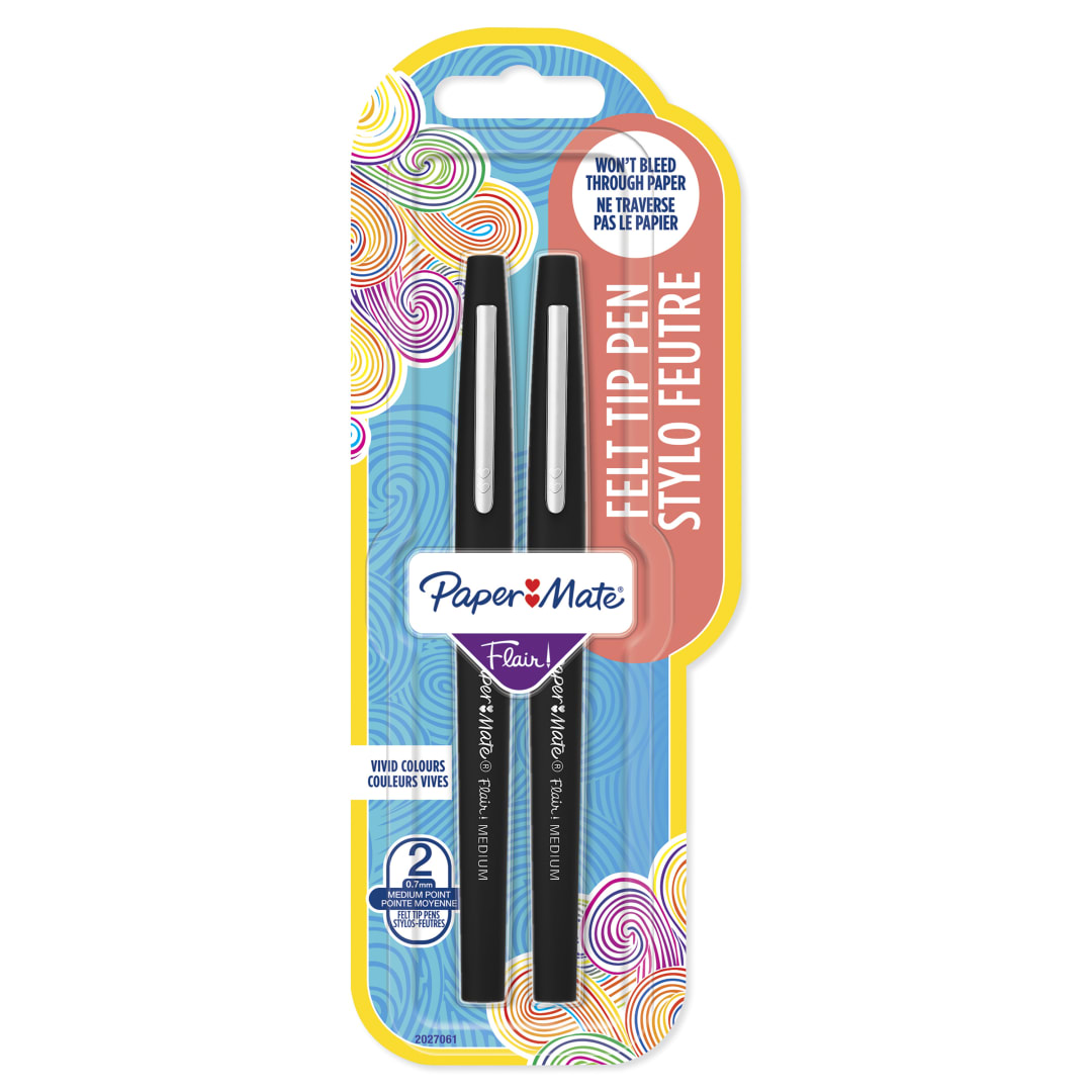 Paper Mate Flair rotuladorpunta mediana de 1,1 mmnegrocaja de 2