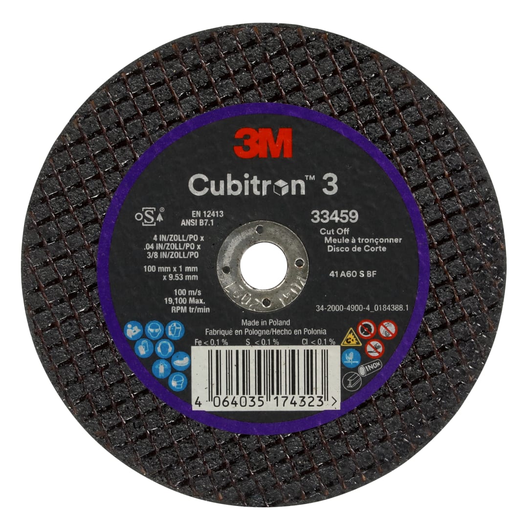 3M™ Cubitron™ 3 Rezné kotúče, 100 mm × 1 mm × 9,53 mm, 33459