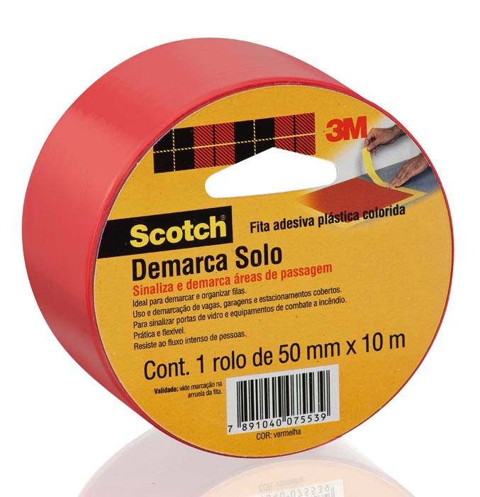 Fita de Demarcação de Solo Scotch 3M™, Vermelha, 50 mm x 10 m