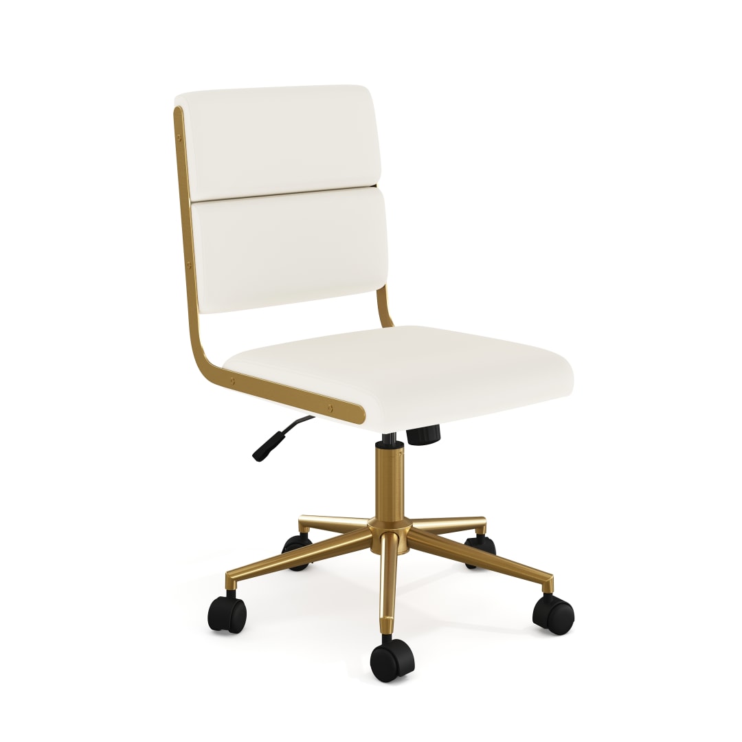 Lulu Upholstered Office Chair in Off White/Polished Brass