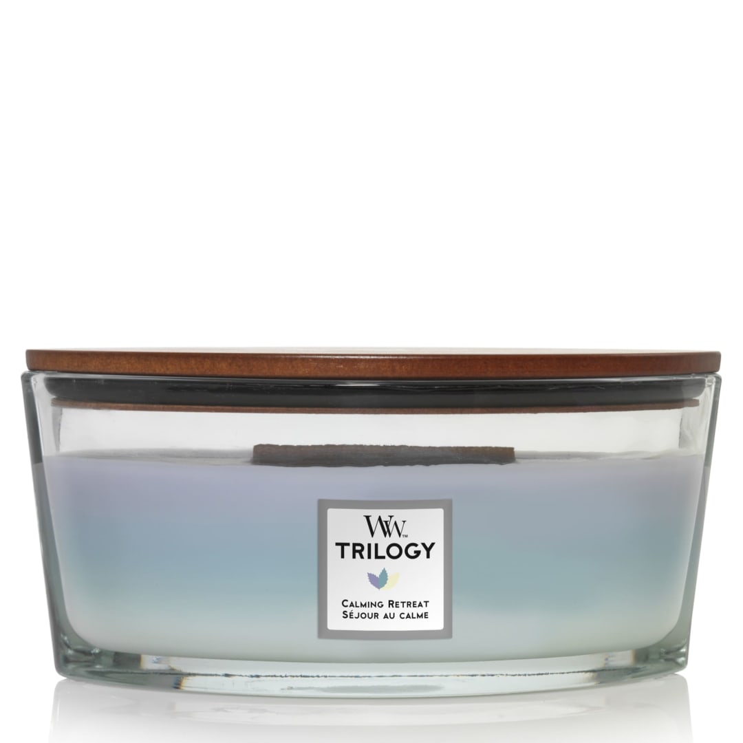 WoodWick® Ellipse Trilogy Scented Candle | Calming Retreat | with Crackling Wick | Burn Time: Up to 50 Hours