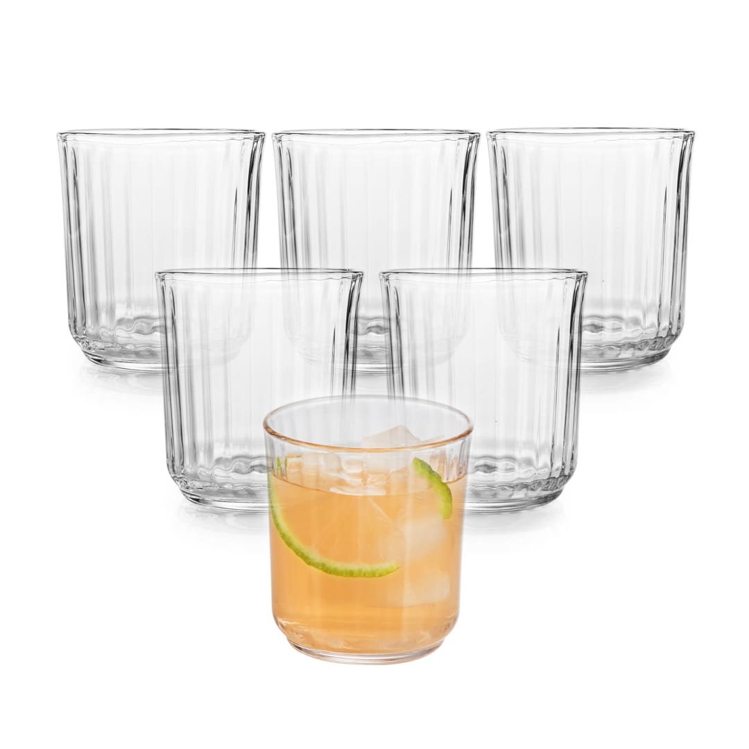 Libbey Paneled Double Old Fashioned Rocks Glasses, 11.2-ounce, Set of 6