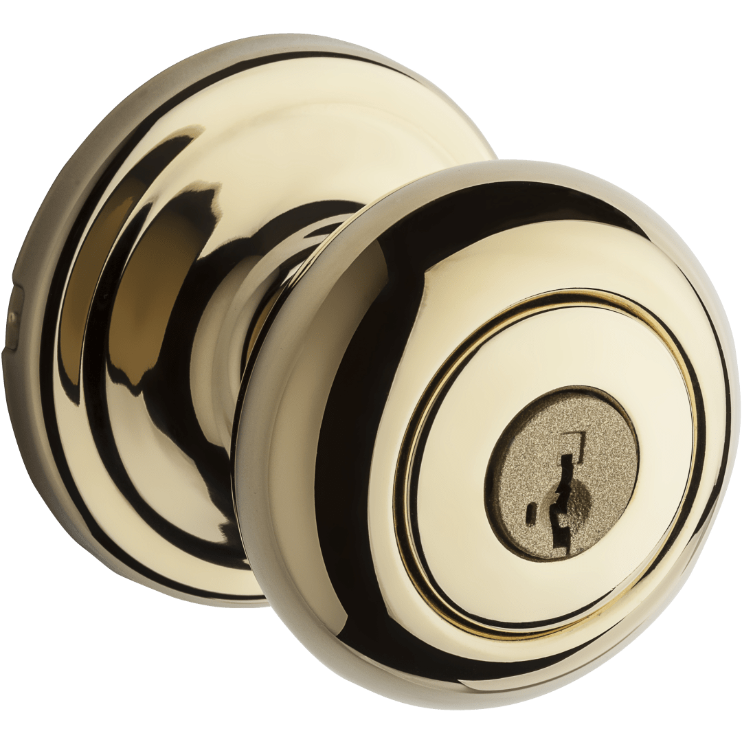 Hancock Keyed Entry Knob featuring SmartKey Security™ in Polished Brass