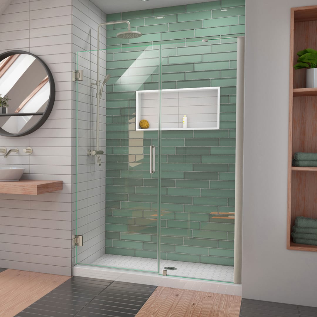 DreamLine Unidoor-LS 47 - 48 inch W x 72 inch H Frameless Hinged Shower Door in Brushed Nickel