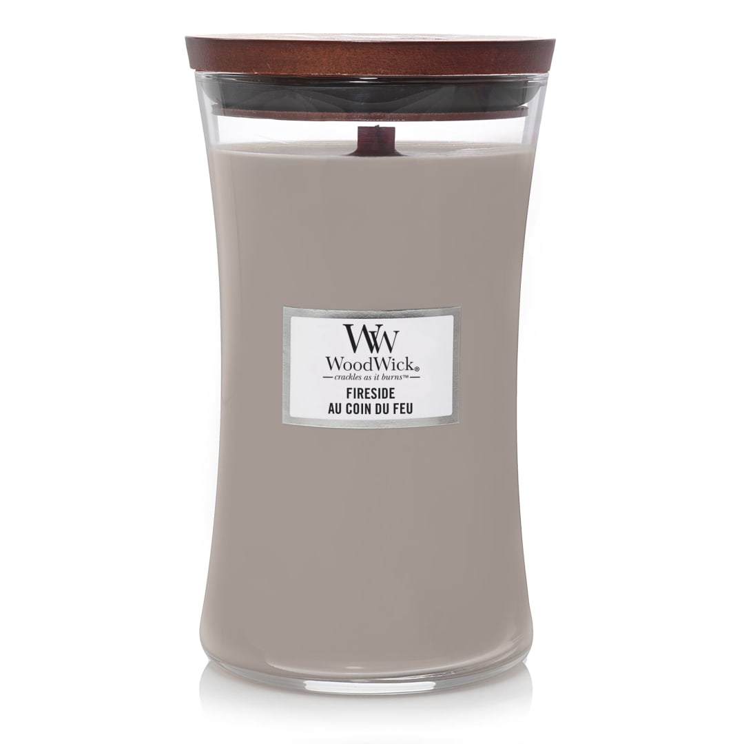 WoodWick® Large Hourglass Scented Candle | Fireside | with Crackling Wick | Long Burning Candles: up to 130 Hours | Gifts for Women