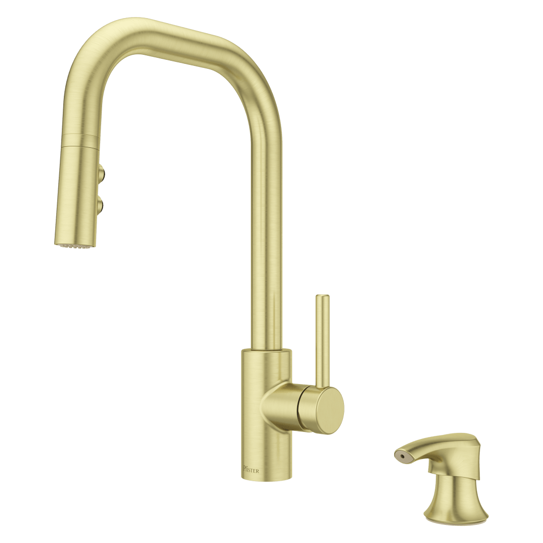 Zanna 1-Handle Pull-Down Kitchen Faucet in Brushed Gold