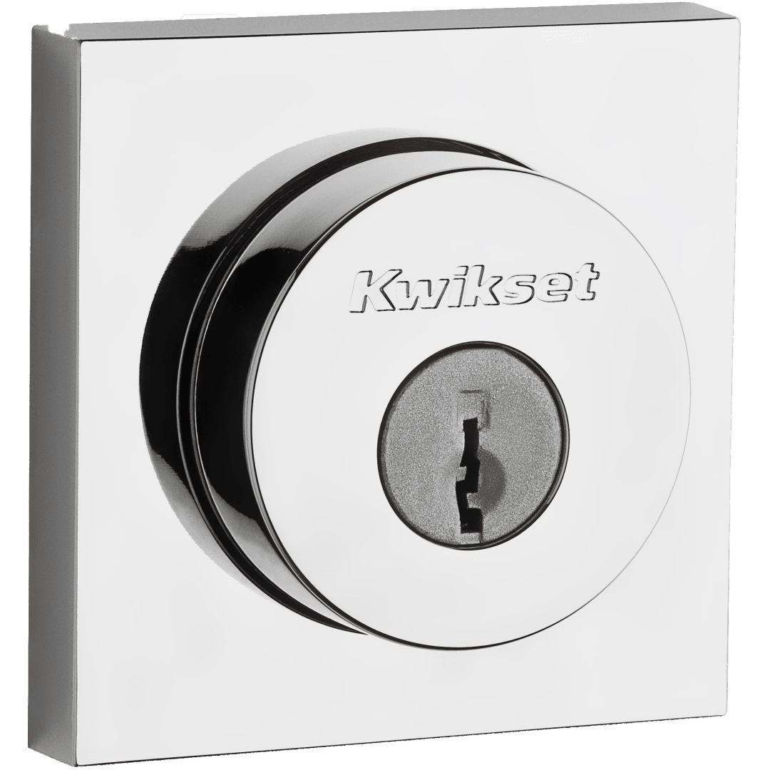 158 Square Deadbolt, Keyed One Side, in Polished Chrome