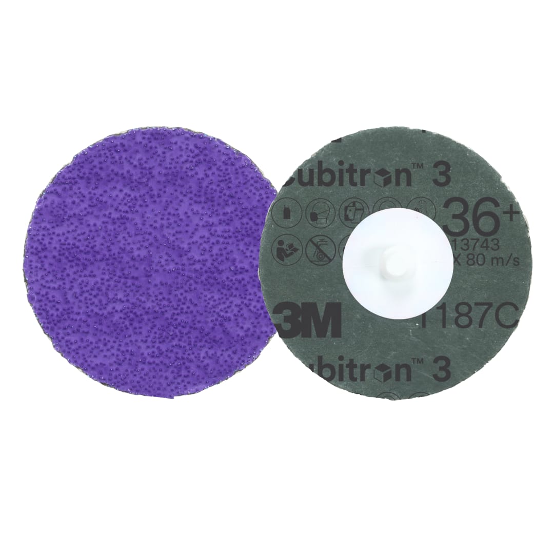 3M™ Cubitron™ 3 Roloc™ Fiber Disk 1187C, 36+, TR, Purple, 76 mm, 50/Carton, 200 ea/Case