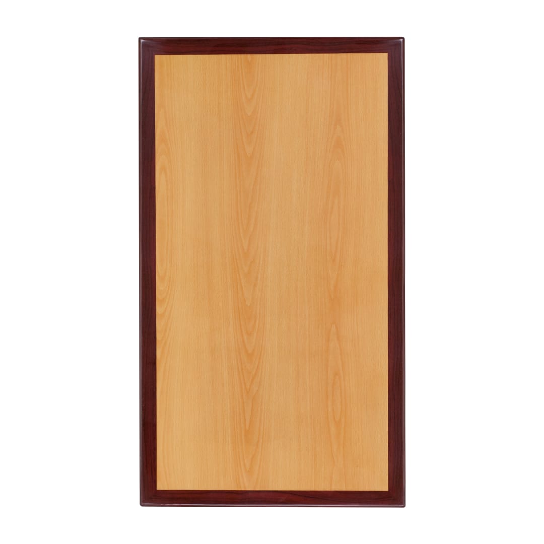 Glenbrook 30" x 60" Rectangular 2-Tone High-Gloss Cherry Resin Table Top with 2" Thick Mahogany Edge