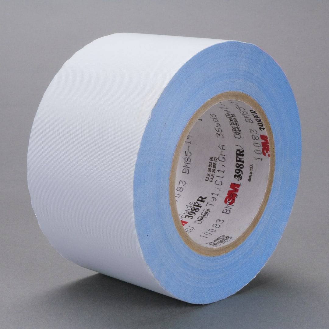 3M™ Cam Kumaş Bant 398FR Beyaz, 101 mm x 33 m, 0.18 mm, her kolide 8 adet Yığın