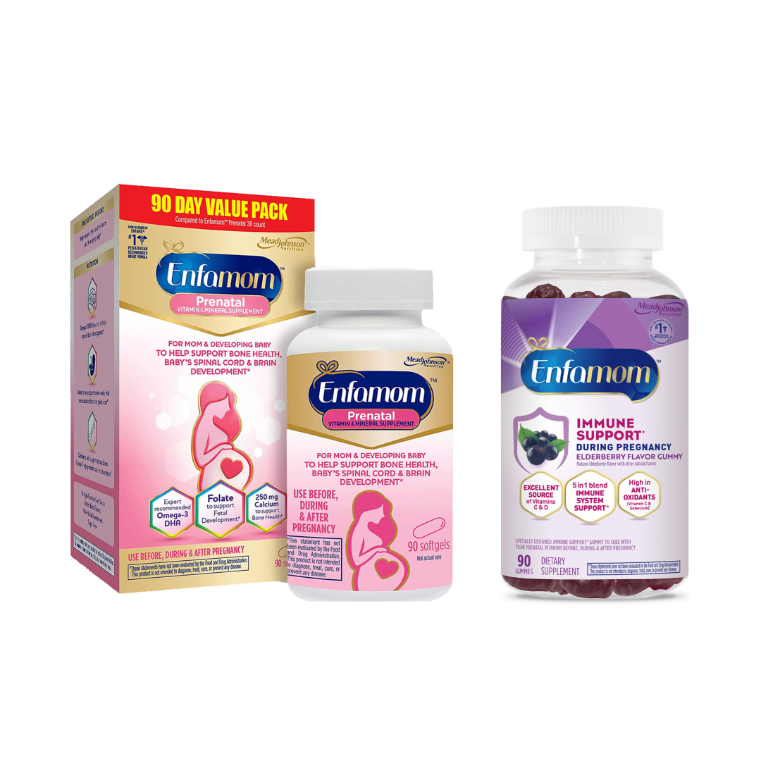 Enfamom Prenatal Multivitamin and Immunity Probiotic Bundle: 90 Prenatal Softgels and 90 Immunity Probiotic Gummies Elderberry