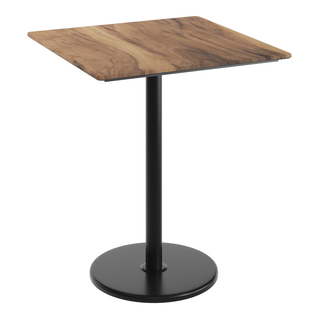 TopGuard 36" Square Tabletop with Seamless Surface Technology in Natural with 24" Black Round Bar Height Base