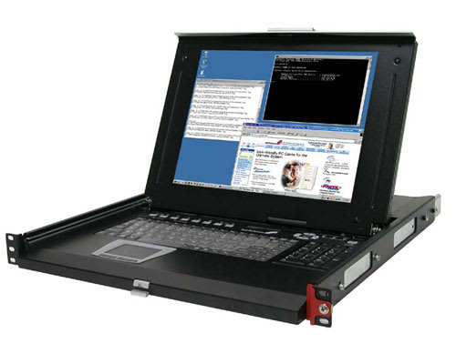 GB 1U Cabinet Console with 16 Port KVM Swit