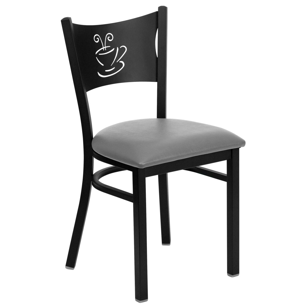 HERCULES Series Black Coffee Back Metal Restaurant Chair - Custom Upholstered Seat
