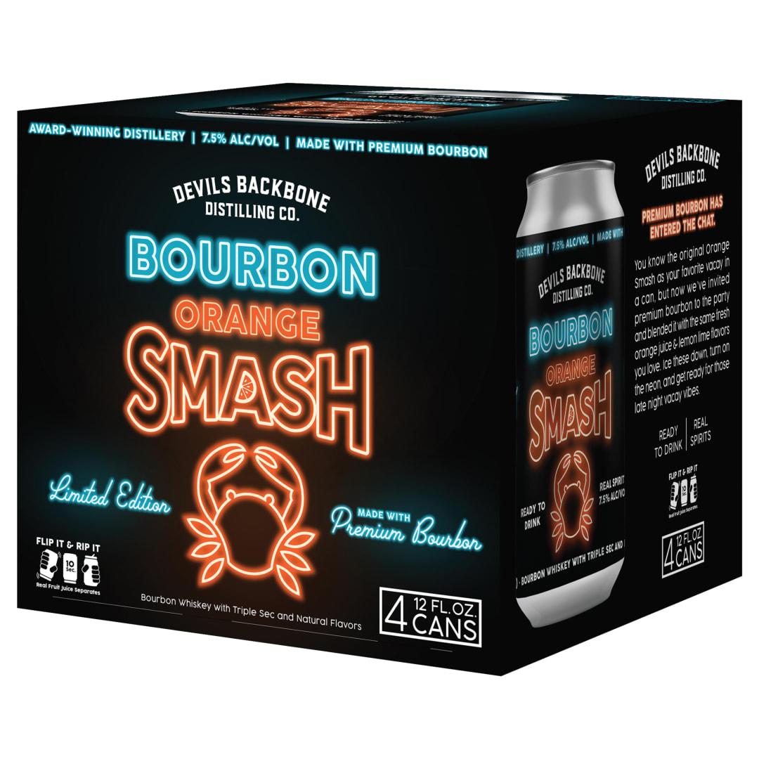 Devils Backbone Distilling Company Craft Bourbon Orange Smash, 4 Pack, 12 fl oz Cans