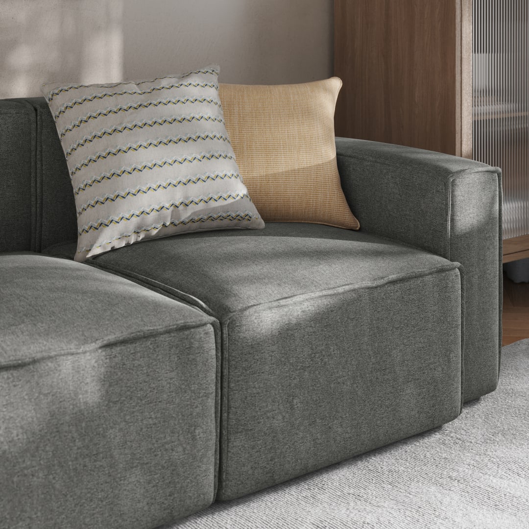 Bridgetown Luxury Modular Sectional Sofa Right Side with Arm Rest, Dark Gray