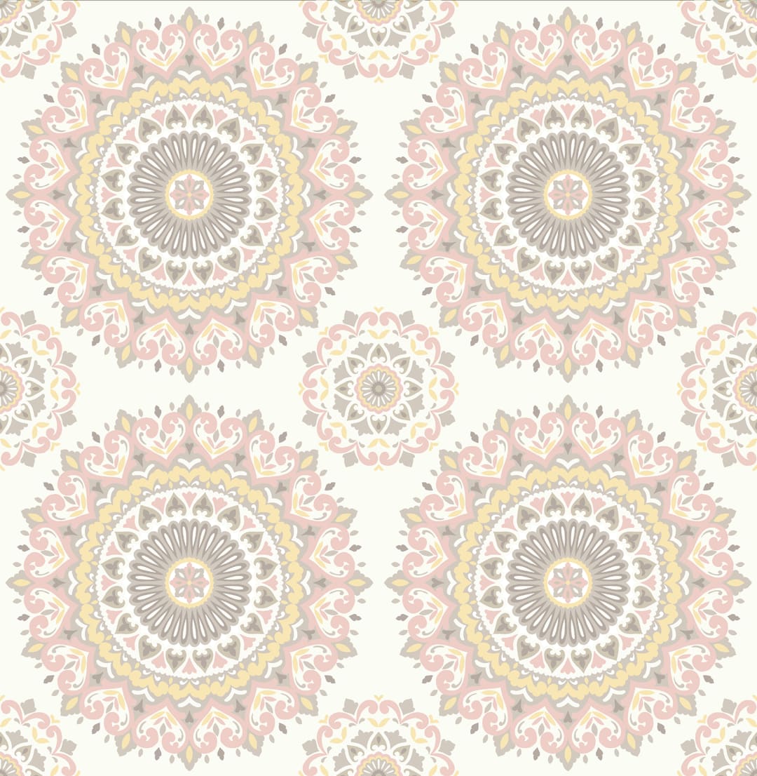 Gemma Light Pink Boho Medallion Wallpaper