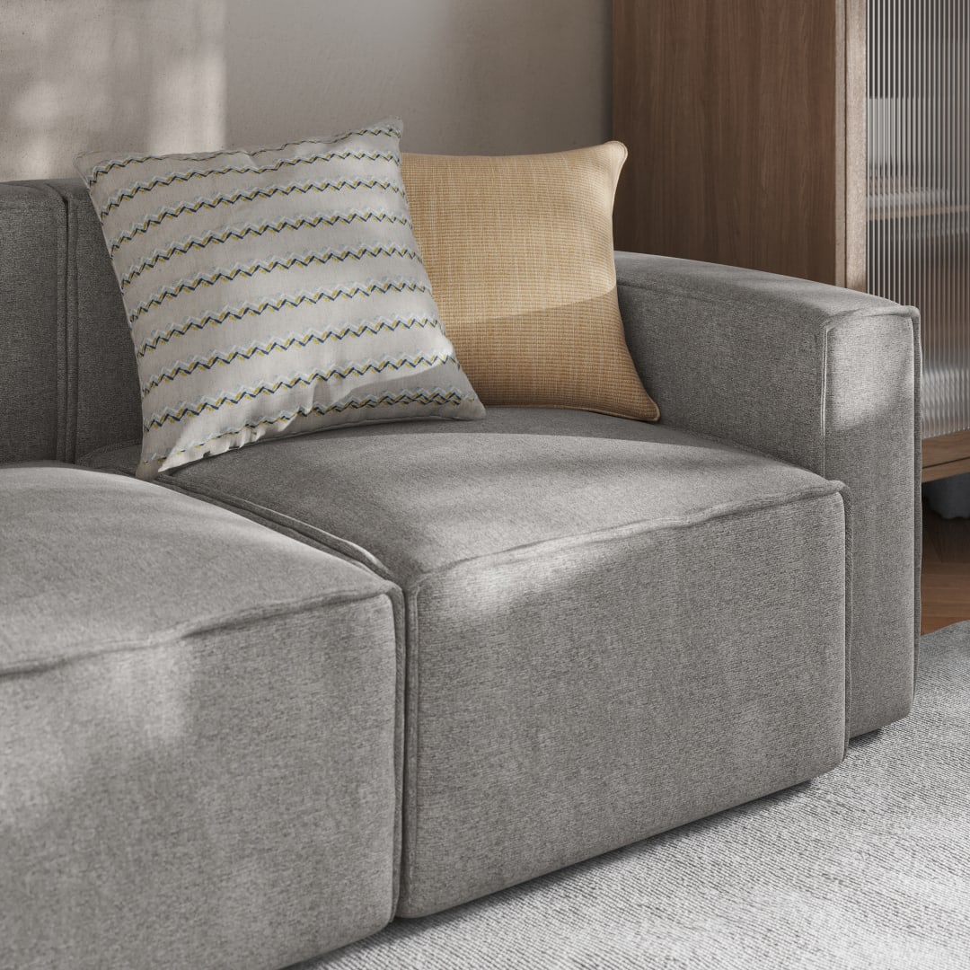 Bridgetown Luxury Modular Sectional Sofa Right Side with Arm Rest, Gray
