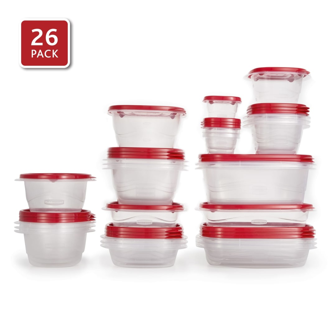 Rubbermaid® TakeAlongs® Food Storage Containers, 52 Piece Plastic Container Set, Dishwasher and Microwave Safe Meal Prep, Snack, and Lunch Container, BPA Free, Ruby Red