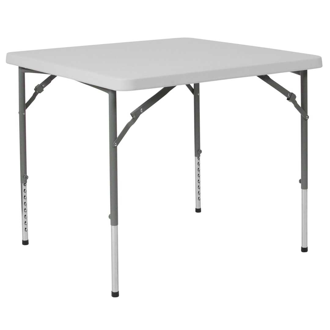 Kathryn 2.79-Foot Square Height Adjustable Granite White Plastic Folding Table