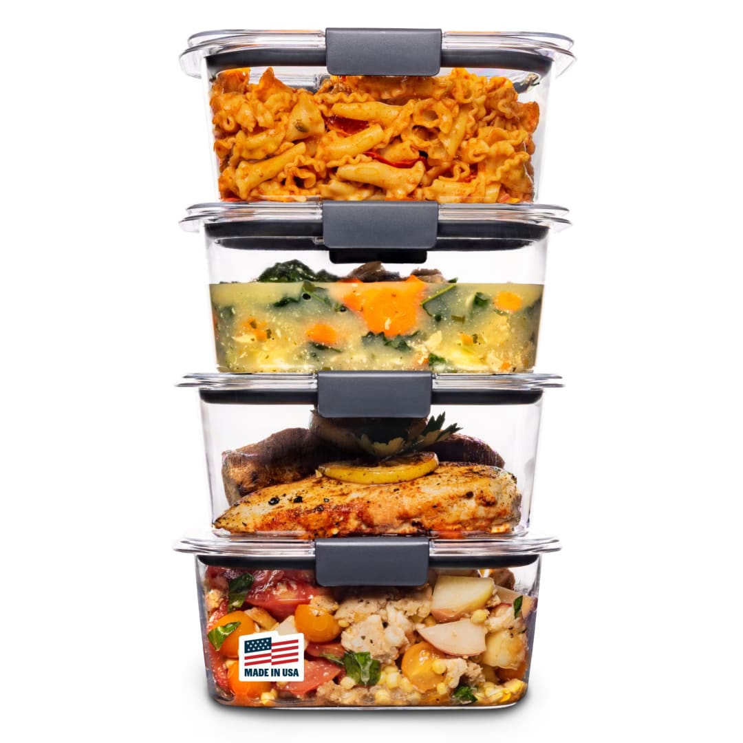 Rubbermaid® Brilliance® Food Storage Containers, BPA-Free Plastic, Medium Deep, 4.7 Cup, 4 Pack, Clear