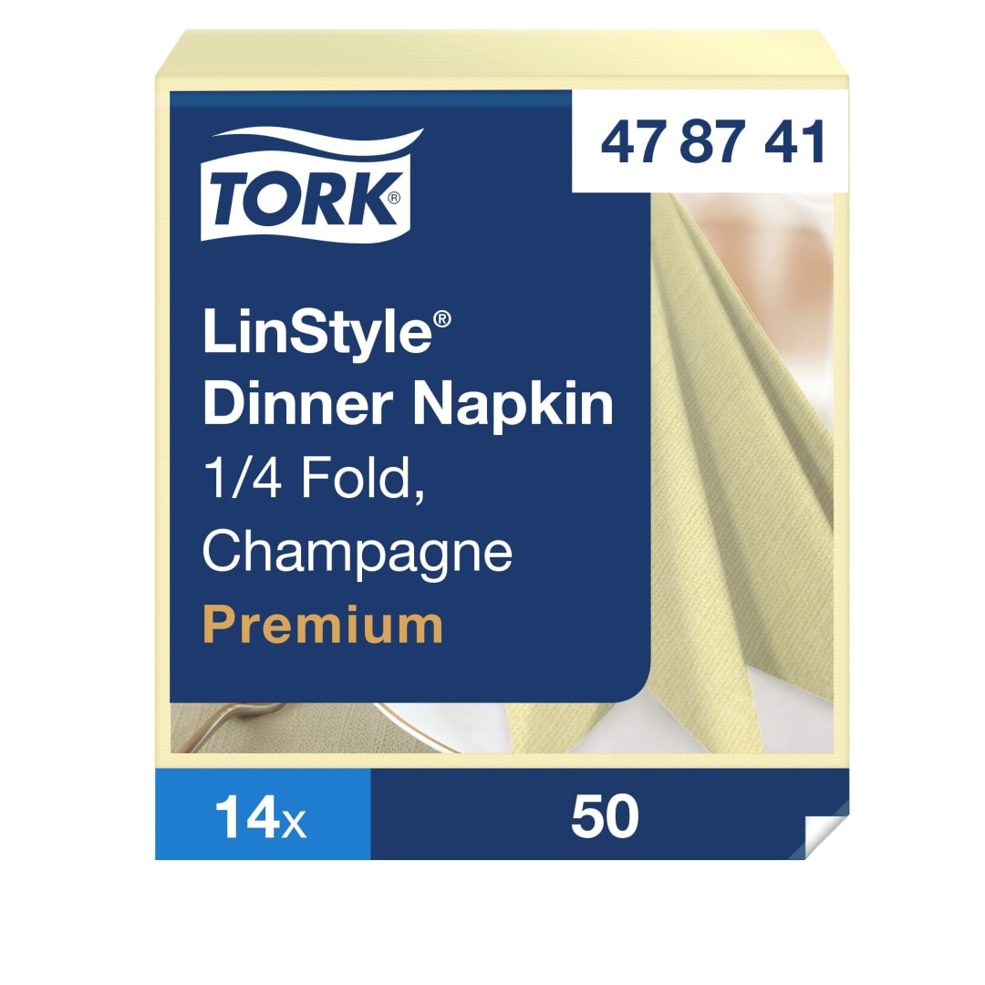 Tork LinStyle® Champagne Dinner Napkin 4F Industrially Compostable