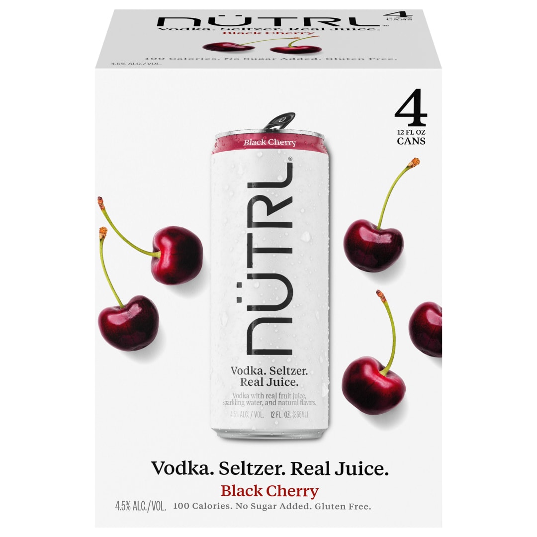 Nutrl Vodka Seltzer Black Cherry 4 Pack, 12 oz Cans