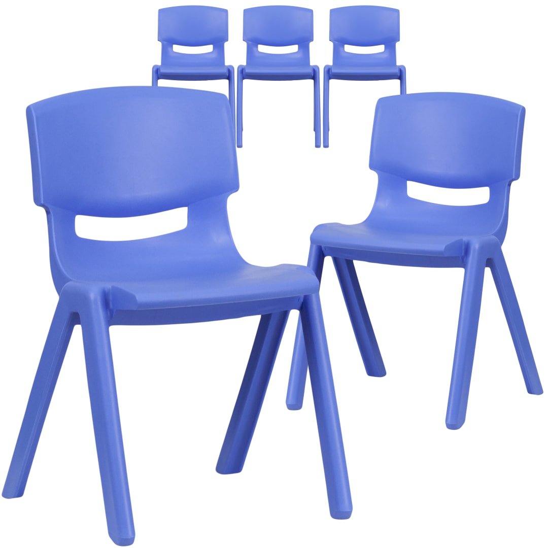 Whitney 5 Pack Blue Plastic Stackable School Chair with 13.25'' Seat Height