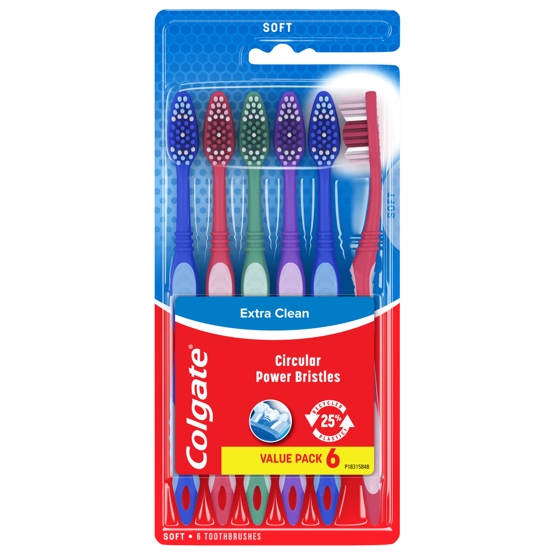 Colgate Extra Clean Full Head Soft Toothbrush for Adults, 6 pack