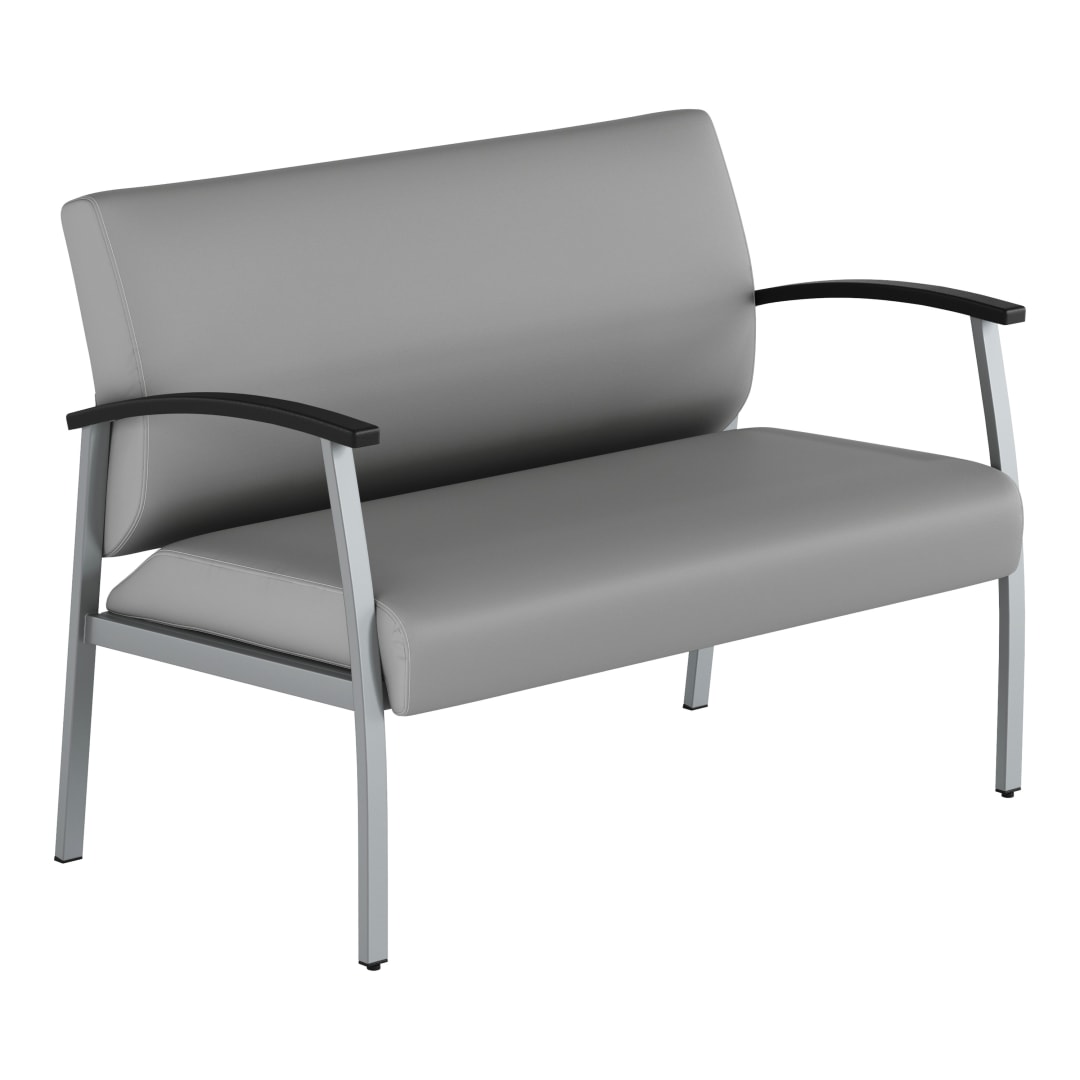 Atrium Loveseat with Vinyl Upholstery, 550 LB. Weight Capacity, Steel Frame and Durable Plywood Seat Base, Light Gray