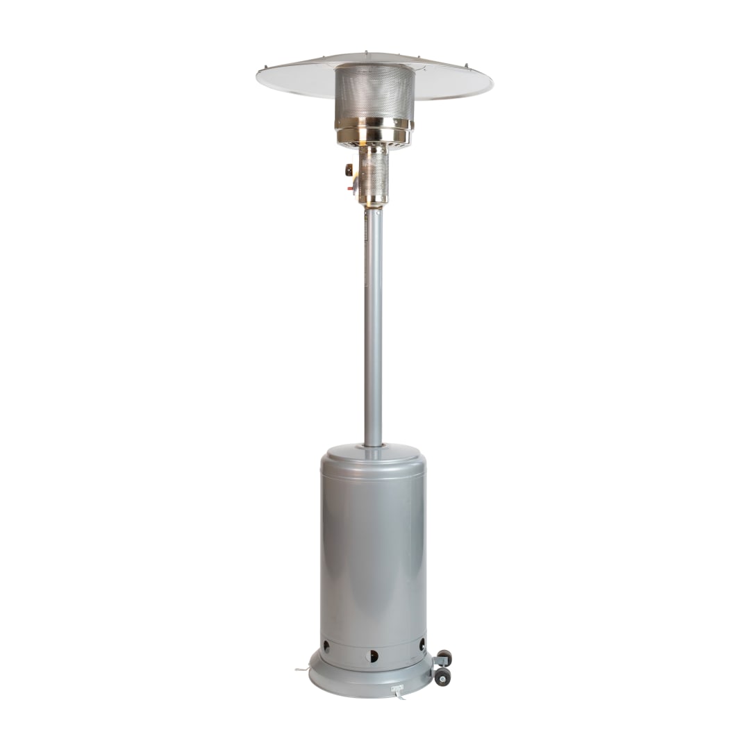 Sol Patio Outdoor Heating-Silver Stainless Steel 40,000 BTU Propane Heater with Wheels-Commercial & Residential Use-7.5 Feet Tall
