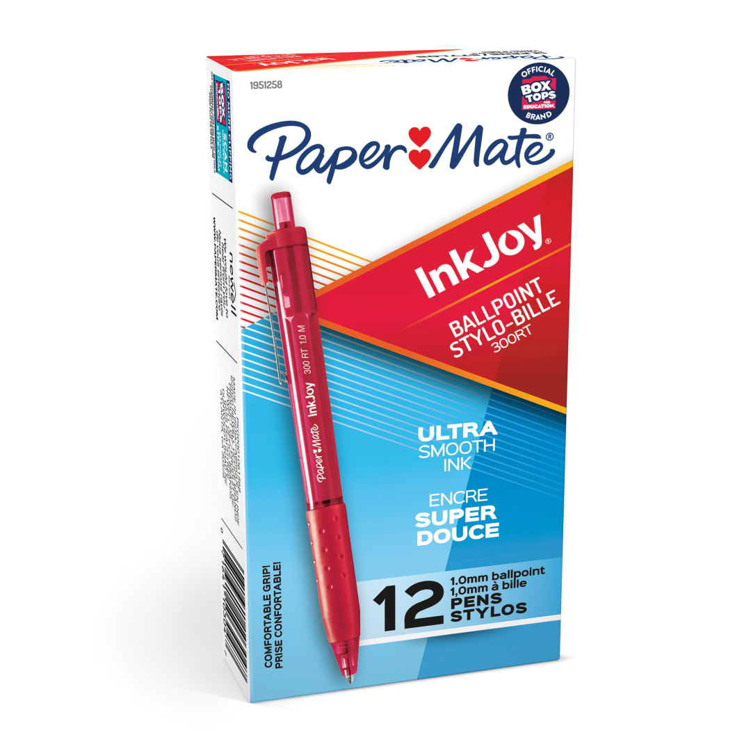 Paper Mate® InkJoy® 300RT Retractable Ballpoint Pens, Medium Point, Red, Box of 12