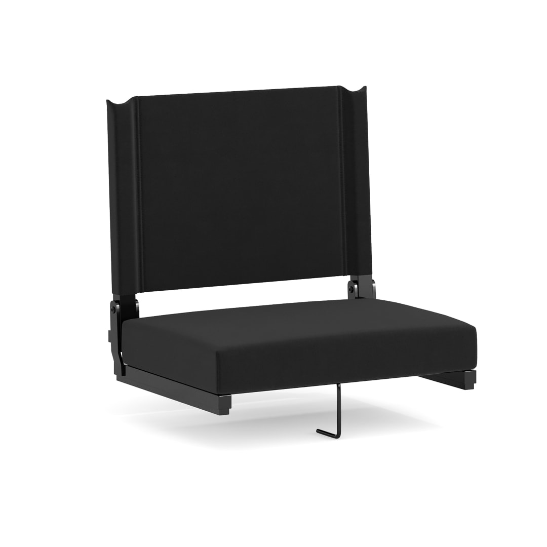 Grandstand Comfort 500 lb Capacity Padded Stadium Chairs, Folding Seats with Handles, Lightweight &amp; Durable, Black