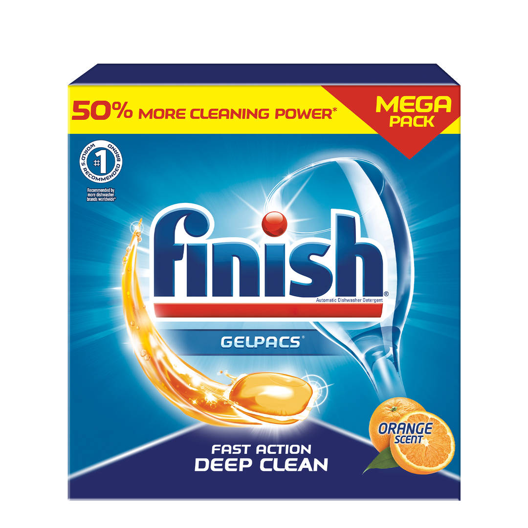 FINISH® GELPACS® - Orange Overfill Canister 4/(60+15) ct.