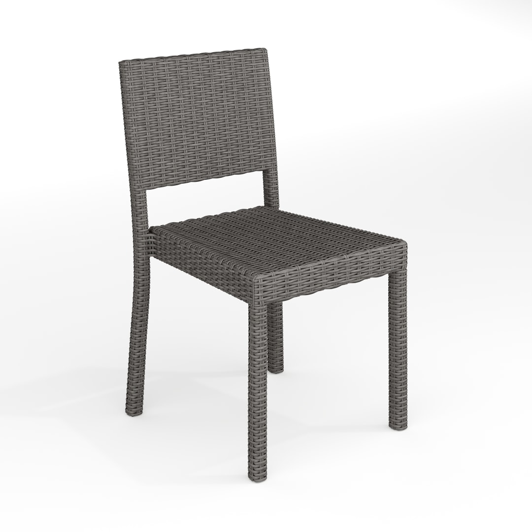 Bedford Indoor-Outdoor Stackable Patio Dining Chair in Gray Rattan Wicker