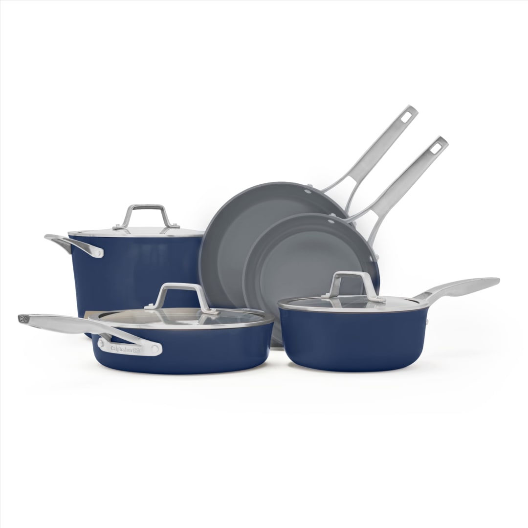 Calphalon® Premier Ceramic Nonstick 8-Piece Cookware Set, Midnight Blue