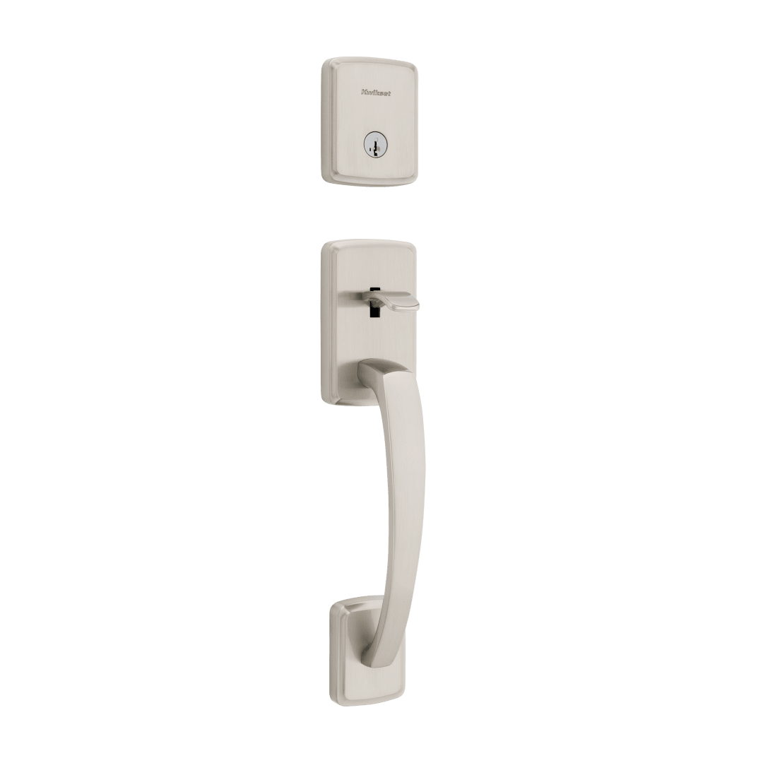 Brentford Single Cylinder Exterior Only Handleset featuring SmartKey Security™ in Satin Nickel
