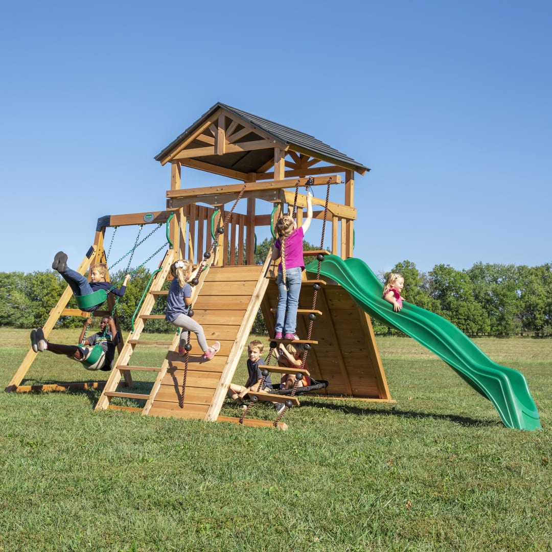 Endeavor Swing Set With Green Wave Slide