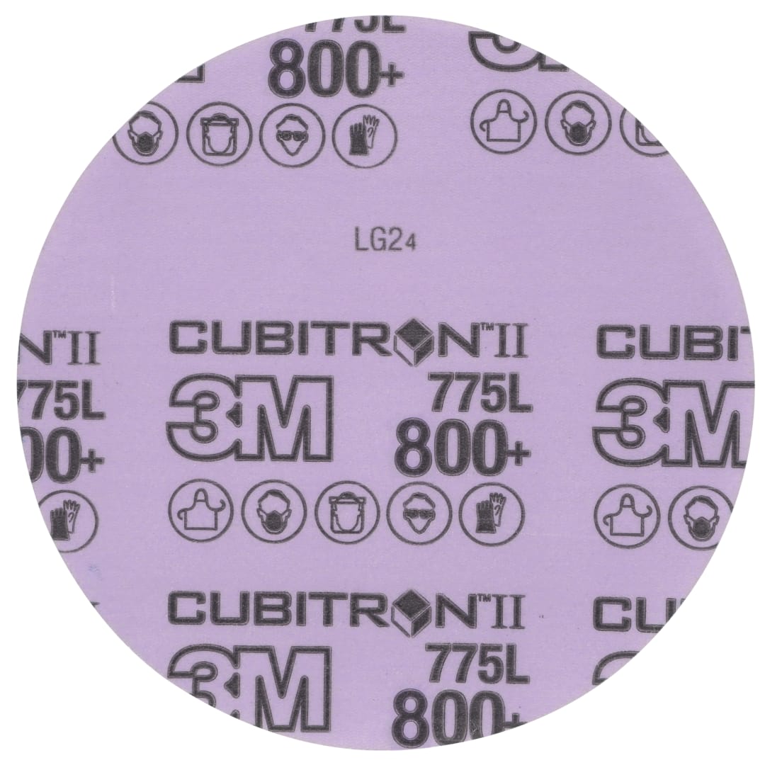 3M™ Cubitron™ II Stikit™ Film Disk 775L, 800+ 3MIL, 127 mm x NH, Die 500X, Linered, 50/Carton, 250 ea/Case