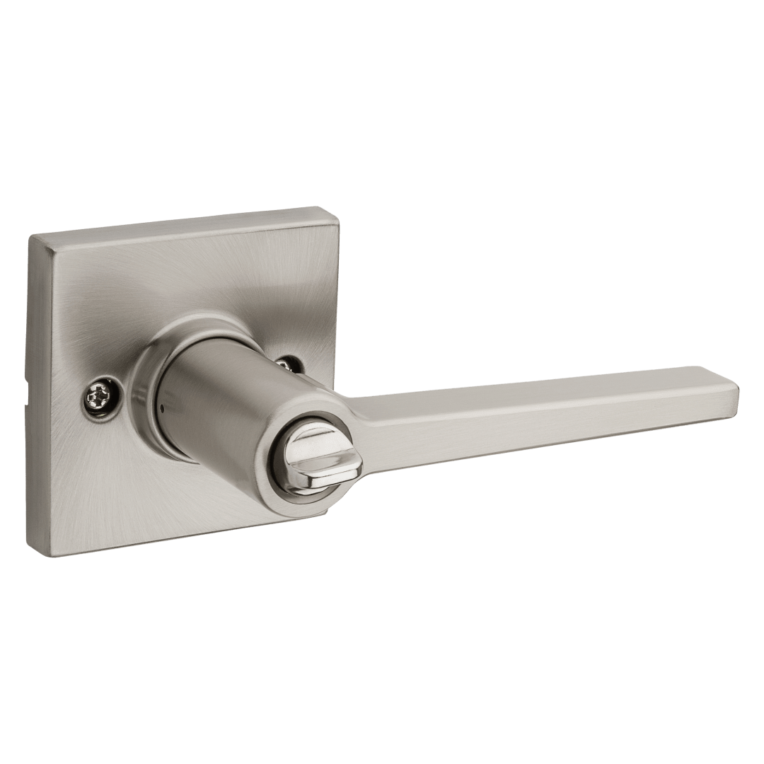 Safelock Daylon Lever Square Rose - Keyed Entry in Satin Nickel